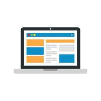 Flat laptop with website layout responsive design and internet interface illustration vector