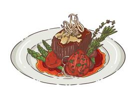 Steak italain food isolate vector