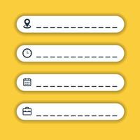 Date, time and location icons. Calendar icon symbol, clock sign, location pin sign vector