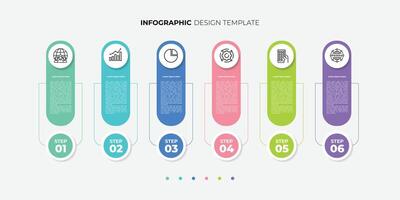 Business infographics template. 6 Step timeline journey. Process diagram, 6 options on white background, Infograph elements vector