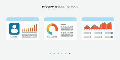 Business infographic analyst uses a computer and dashboard for data business analysis and Data Management System vector