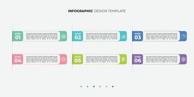 Business infographic template. 6 Step timeline journey. Process diagram, 6 options on white background, Infograph element vector