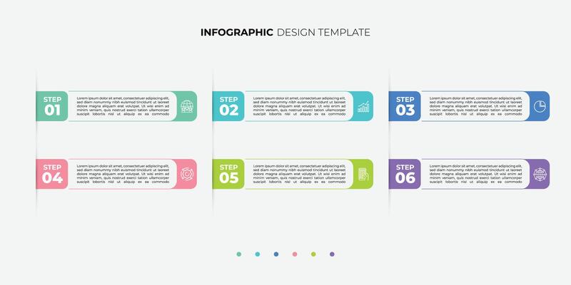 Business infographic template. 6 Step timeline journey. Process diagram, 6 options on white background, Infograph element