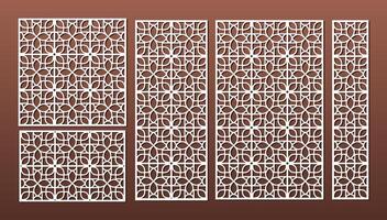 Set of laser cut templates with geometric pattern vector