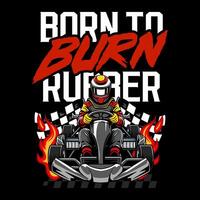 Kart sport racing red color with man driver from front view emblem illustration vector