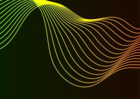 Orange green neon waves abstract technology background vector