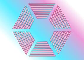 Holographic striped hexagons abstract tech geometric background vector
