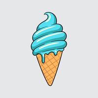 Blue ice cream simple isolated cartoon illustration with a light background vector