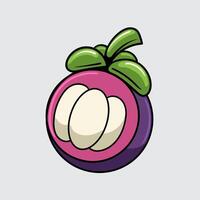 Mangosteen fruit simple isolated cartoon illustration with a light background vector