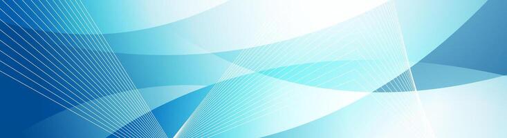 Minimal blue geometry banner with waves and lines vector