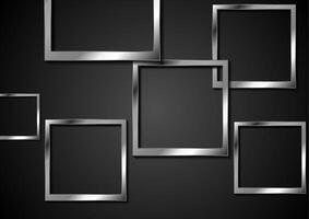 Black background with metallic photo frames abstract design vector