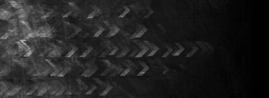 Technology black abstract grunge background with arrows vector