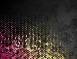Black grunge texture wall with pink golden hexagonal pattern abstract background vector