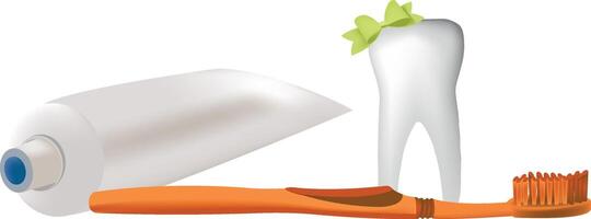 Toothbrush and toothpaste vector