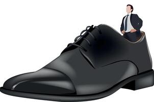 A man in a suit and tie standing in a shoe vector