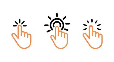 Click Hand Pointer Icons Set with Outline Style vector