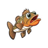 Cartoon fish with open mouth on white background vector