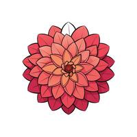 Stylized dahlia flower with layered petals and bold outline vector