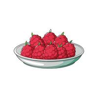 Illustration of a bowl of raspberries on a white background vector