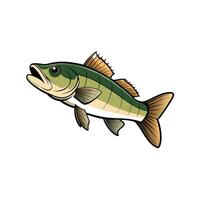 Cartoon fish illustration with open mouth and side view vector