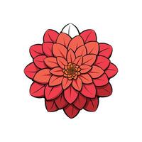 Vibrant cartoon dahlia flower with layered petals on white vector