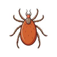 Isolated cartoon tick parasite illustration against a white background vector