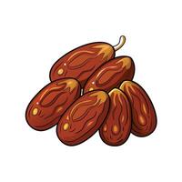 Illustration of seven ripe dates stacked on white background vector