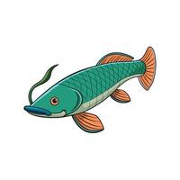 Illustration of a colorful arowana fish with unique scales vector