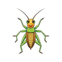 Cheerful cartoon grasshopper with big eyes on white background vector