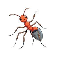 Cartoon ant illustration with friendly expression on white background. vector