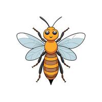 Cartoon Honey Bee with Happy Expression on White Background vector