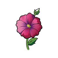Detailed cartoonstyle illustration of a blooming pink mallow flower vector