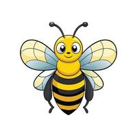 Cute cartoon bee character illustration isolated on white background vector