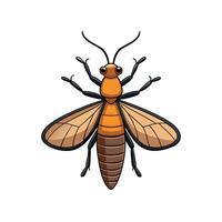 Isolated cartoon sawfly illustration with wings and segmented body vector