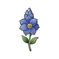 Vibrant cartoon style gentian flower against white background image vector