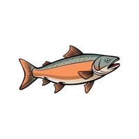 Illustrated salmon with orange body against white background vector