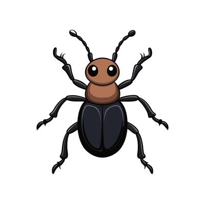 Cartoon beetle illustration on white background flat design style
