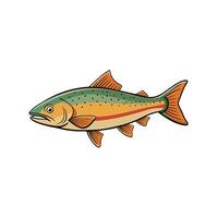 Cartoon style illustration of single trout fish on white vector