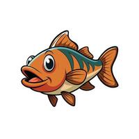 Cartoon Fish Illustration with Open Mouth on White Background vector
