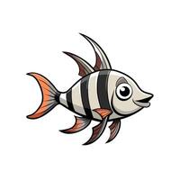 Cartoon striped fish with fins illustration on white background vector