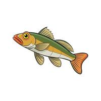 Cartoon fish with green and orange color scheme vector