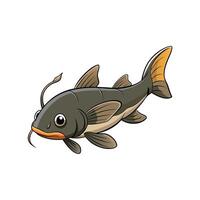 Cartoon catfish illustration with large eyes on white background vector