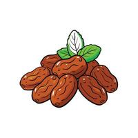 Cartoon illustration of dates with mint leaves isolated vector