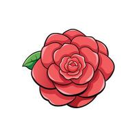 Stylized coral rose illustration on white background, design element vector