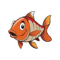 Cartoon goldfish with friendly expression swimming on white background vector