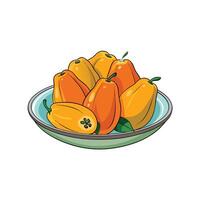 Vibrant papaya fruits in ceramic bowl, cheerful and bright vector