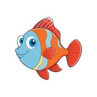 Cartoon clownfish illustration with smiling face and colorful details vector