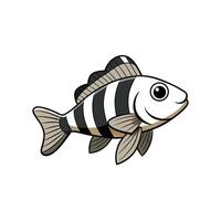 Striped fish illustration with cartoon style and smiling face vector