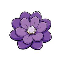 Stylized purple flower with white center isolated on white vector