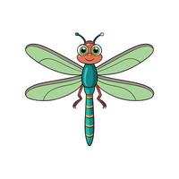 Cartoon dragonfly with large eyes on white background vector